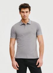 PAKO LORENTE – T-shirt polo w kolorze grafitowym. Szare koszulki polo męskie Pako Lorente, m, bez wzorów, z bawełny, bez ramiączek. Za 69.99 zł.