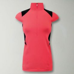 Koszulka Biegowa Damska Fluorescencyjny Koral-Czarny. Czarne t-shirty damskie Legea, m, bez wzorów, z elastanu, bez kołnierzyka. Za 96.00 zł.