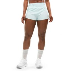 Damskie krótkie spodenki do biegania 2 w 1 Fitness Siroko Alloy Mint. Zielone spodenki sportowe damskie SIROKO, m, z materiału, do biegania. Za 171.00 zł.