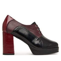 Półbuty Fly London. Czerwone półbuty damskie Fly London, bez wzorów, bez obcasa, na obcasie. Za 939.99 zł.