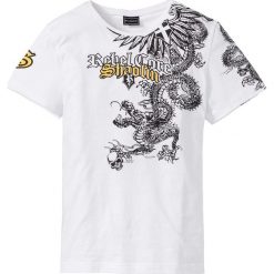 T-shirt Slim Fit bonprix biały. Białe t-shirty męskie bonprix, m, bez wzorów, bez kołnierzyka. Za 34.99 zł.