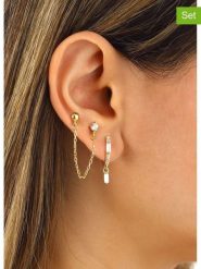 Miu Silver Pozłacane kolczyki (2 szt.) z cyrkoniami rozmiar: onesize. Szare kolczyki damskie Miu Silver, z cyrkonią, pozłacane. Za 104.99 zł.