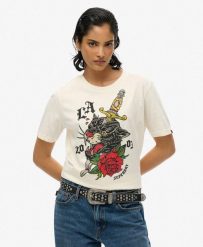 Luźna koszulka Neo Trad Tattoo. Białe t-shirty damskie Superdry., xs, bez wzorów, z bawełny, bez kołnierzyka. Za 171.25 zł.
