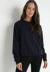 Granatowa Bluza Voeum. Niebieskie bluzy bez kaptura damskie Born2be, l, z dresówki. Za 39.99 zł.