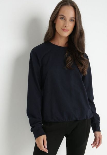 Granatowa Bluza Voeum. Niebieskie bluzy bez kaptura damskie Born2be, l, z dresówki. Za 39.99 zł.