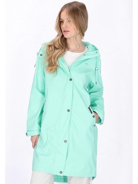 Schmuddelwedda Płaszcz przeciwdeszczowy w kolorze miętowym rozmiar: M. Zielone kurtki przeciwdeszczowe damskie Schmuddelwedda, m, bez wzorów, sportowe. Za 219.08 zł.