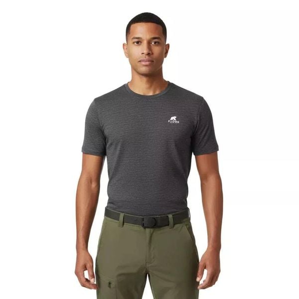 Męska koszulka trekkingowa z wełny merynosa. Zielone t-shirty sportowe męskie FJORK MERINO, m, z materiału, bez ramiączek, do biegania. Za 199.00 zł.