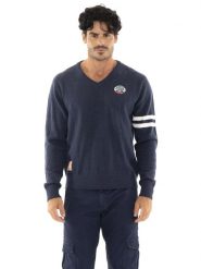 Sweter męski Leone 1947 Apparel Soft Basic. Niebieskie swetry męskie LEONE 1947 APPAREL, m, z aplikacjami, z wełny, bez kołnierzyka. Za 353.64 zł.