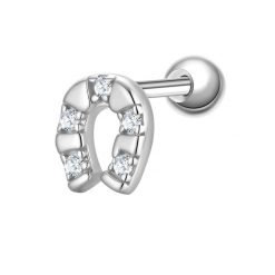 Glanzstücke München Piercing Hufeisen z srebra próby 925 w kolorze srebrnym z Zirkonia Kolczyki 1 ct Damski. Szare kolczyki damskie Glanzstücke München, z cyrkonią, srebrne. Za 110.49 zł.