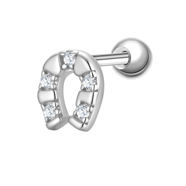 Glanzstücke München Piercing Hufeisen z srebra próby 925 w kolorze srebrnym z Zirkonia Kolczyki 1 ct Damski. Szare kolczyki damskie Glanzstücke München, z cyrkonią, srebrne. Za 110.49 zł.