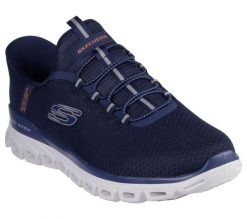 Buty sportowe męskie Skechers Glide step Noxus. Niebieskie buty sportowe na co dzień męskie Skechers, z materiału, bez zapięcia, trekkingowe. Za 490.00 zł.