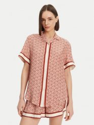 Lacoste Koszula CF0495 Pomarańczowy Oversize. Brązowe koszule damskie Lacoste, bez wzorów, z wiskozy, bez kołnierzyka, bez ramiączek. Za 579.99 zł.