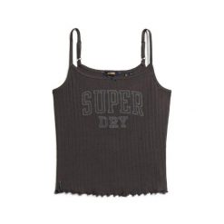 Kobiece top z koronki z wzorem Superdry Athletic. Czarne topy damskie Superdry., bez wzorów, z koronki, bez kołnierzyka. Za 131.05 zł.