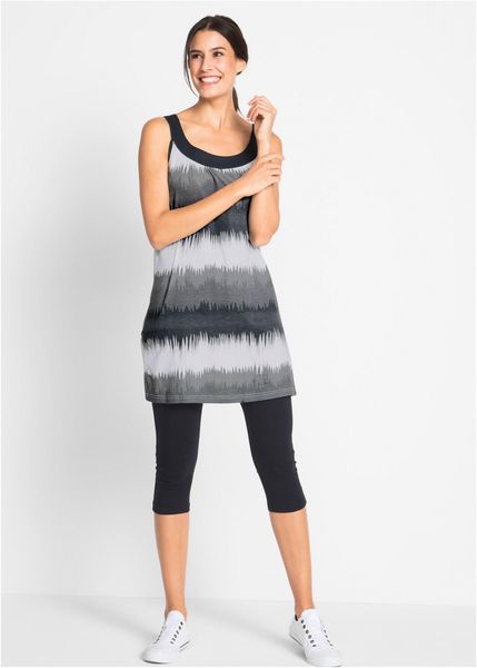 Sukienka + legginsy rybaczki (2 części). Czarne legginsy damskie bonprix, bez wzorów, bez kołnierzyka, bez ramiączek. Za 109.99 zł.