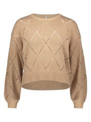 ONLY Sweter w kolorze jasnobrązowym rozmiar: L. Brązowe swetry klasyczne damskie Only, l, bez kołnierzyka. Za 82.99 zł.