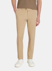 PAKO LORENTE - Beżowe spodnie chino z bawełną. Brązowe spodnie materiałowe męskie Pako Lorente, bez wzorów, z bawełny, casualowe. Za 299.99 zł.