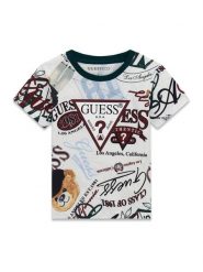 Guess T-Shirt N6YI21 K3876 Biały Regular Fit. Białe t-shirty chłopięce Guess, z aplikacjami, z bawełny, bez ramiączek. Za 114.99 zł.