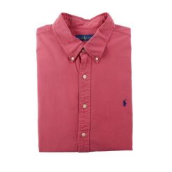 Second life - Klasyczna koszula męska gładka różowa - Jak nowy. Czerwone koszule męskie Ralph Lauren, m, bez wzorów, z tkaniny, bez kołnierzyka, bez ramiączek. Za 207.36 zł.