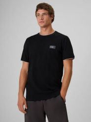 4F T-shirt regular gładki męski - czarny S. Czarne t-shirty męskie 4f, m, bez wzorów, z bawełny, bez kołnierzyka. Za 69.99 zł.