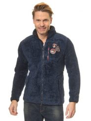 Peak Mountain Kurtka polarowa w kolorze granatowym rozmiar: L. Niebieskie kurtki męskie Peak Mountain, l, bez wzorów, z materiału, bez kaptura. Za 130.99 zł.