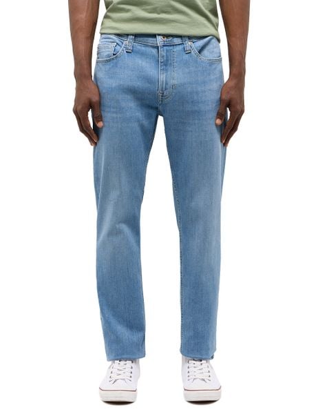 Męskie Spodnie Jeansowe Mustang Style Vegas Slim Denim Blue 1015119 5000 213. Niebieskie spodnie materiałowe męskie Mustang, bez wzorów, z denimu. Za 219.99 zł.