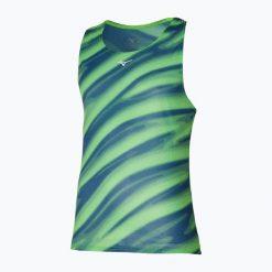 Koszulka do biegania męska Mizuno DAF Graphic Tank. Zielone t-shirty sportowe męskie Mizuno, m, z materiału, bez ramiączek, do biegania. Za 57.99 zł.
