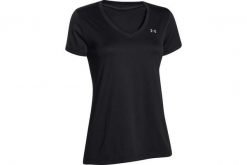 Koszulka z krótkim rękawem Damska Under Armour Tech SSV Solid Czarny. Czarne bluzki sportowe damskie Under Armour, s, z materiału, bez kołnierzyka, bez ramiączek. Za 126.95 zł.