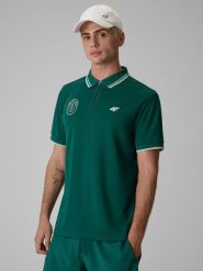 4F Koszulka polo tenisowa męska - zielona S. Zielone koszulki polo męskie 4f, l, bez wzorów, bez ramiączek. Za 139.99 zł.