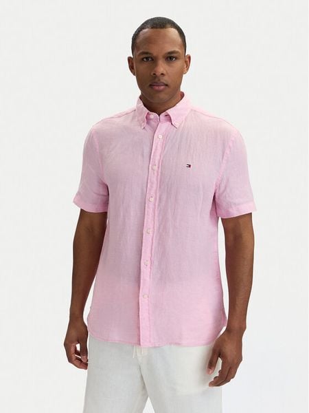 Tommy Hilfiger Koszula MW0MW41531 Różowy jasny Regular Fit. Czerwone koszule męskie Tommy Hilfiger, m, bez wzorów, ze lnu, bez kołnierzyka, bez ramiączek. Za 449.99 zł.