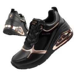 Buty sportowe damskie na koturnie Skechers Uno Prima-Starlet. Czarne buty sportowe na co dzień damskie Skechers, bez wzorów, ze skóry, bez obcasa, na koturnie. Za 299.00 zł.