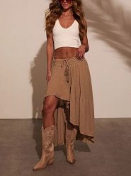 LA Angels Spódnica w kolorze karmelowym rozmiar: L. Brązowe spódniczki damskie LA Angels, l, bez wzorów, z bawełny, z podwyższonym stanem, maxi. Za 219.60 zł.