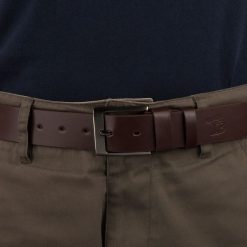 Pasek męski skórzany szeroki klasyczny ciemno-brązowy Beltimore E05 : Kolory - brązowy, beżowy, Rozmiar pasków - r.85-100 cm. Brązowe paski męskie bez wzorów, klasyczne. Za 44.99 zł.