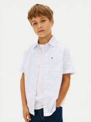Tommy Hilfiger Koszula KB0KB10210 Niebieski jasny Regular Fit. Niebieskie koszule chłopięce Tommy Hilfiger, bez wzorów, z bawełny, bez kołnierzyka, bez ramiączek. Za 229.99 zł.