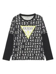Guess Bluzka L5YI04 K8HM4 Czarny Regular Fit. Czarne t-shirty chłopięce Guess, z aplikacjami, z bawełny, bez ramiączek. Za 99.99 zł.
