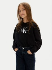 Calvin Klein Jeans Sweter Monologo IG0IG02830 M Czarny Regular Fit. Czarne spodnie dziewczęce Calvin Klein Jeans, bez wzorów, z bawełny, bez kołnierzyka. Za 209.99 zł.