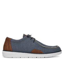 Półbuty Rieker. Niebieskie półbuty damskie Rieker, bez wzorów, bez obcasa, na płaskiej podeszwie. Za 369.99 zł.