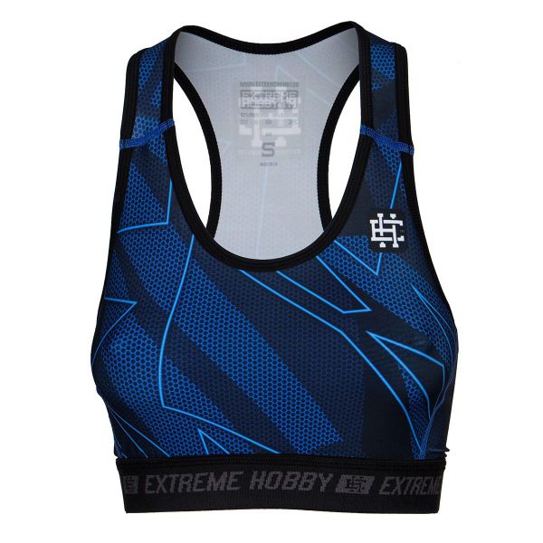 Stanik sportowy fitness siłownia MMA EXTREME HOBBY SHADOW. Niebieskie biustonosze sportowe damskie EXTREME HOBBY, bez wzorów, z elastanu. Za 119.00 zł.