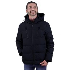 Kurtka puchowa zimowa męska WH10 Sporty. Czarne kurtki męskie GUGGEN MOUNTAIN, na zimę, m, bez wzorów, z poliesteru, sportowe, bez kaptura. W wyprzedaży za 929.03 zł.