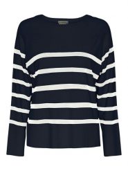 Pieces Sweter "Sia" w kolorze granatowo-białym rozmiar: S. Niebieskie swetry klasyczne damskie Pieces, s, z wiskozy, bez kołnierzyka. Za 70.24 zł.