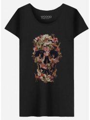 WOOOP Koszulka "Jungle Skull" w kolorze czarnym rozmiar: L. Czarne t-shirty damskie Wooop, l, bez wzorów, bez kołnierzyka. Za 56.99 zł.