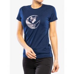 Koszulka z nadrukiem damska Sensor Merino Active PT. Niebieskie bluzki sportowe damskie Sensor, bez wzorów, bez ramiączek. Za 277.99 zł.