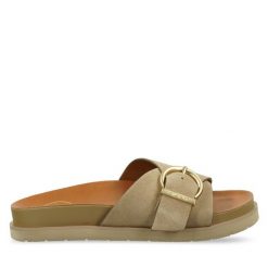 Klapki Gant. Brązowe klapki damskie Gant, bez wzorów, bez obcasa. Za 309.99 zł.