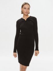 Fracomina Sukienka codzienna FS23WD5014K50401 Czarny Slim Fit. Czarne sukienki damskie Fracomina, na co dzień, l, bez wzorów, z syntetyku, bez kołnierzyka, bez ramiączek, proste. Za 249.99 zł.