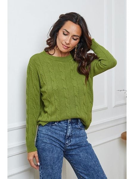 So Cachemire Sweter "Kirem" w kolorze zielonym rozmiar: XL. Zielone swetry klasyczne damskie So Cachemire, xl, z kaszmiru, bez kołnierzyka. Za 213.18 zł.