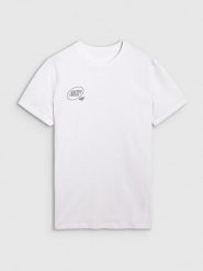 4F T-shirt regular z nadrukiem męski - biały S. Białe t-shirty męskie 4f, m, bez wzorów, z bawełny, bez kołnierzyka. Za 59.99 zł.