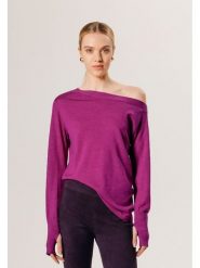 Rodier Wełniany sweter w kolorze fioletowym rozmiar: S. Różowe swetry klasyczne damskie Rodier, s, z wełny, z asymetrycznym kołnierzem. Za 236.05 zł.