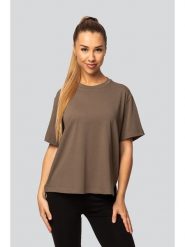 Spaio Koszulka "Urban" w kolorze khaki rozmiar: M. Brązowe bluzki damskie Spaio, m, bez wzorów, z bawełny, bez kołnierzyka, bez ramiączek. Za 104.39 zł.