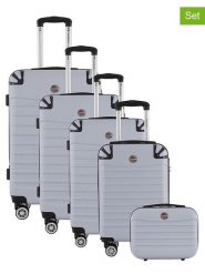 Geographical Norway 5-częściowy zestaw "Shock" w kolorze srebrnym rozmiar: onesize. Szare walizki Geographical Norway, bez wzorów, z materiału. Za 565.99 zł.
