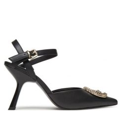 Sandały Just Cavalli. Czarne sandały damskie Just Cavalli, bez wzorów, bez obcasa, na płaskiej podeszwie. Za 579.99 zł.