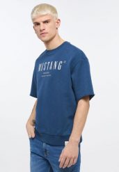 MUSTANG BEN CREWNECK SSLEEVE MĘSKA BLUZA Z KRÓTKIM RĘKAWEM INSIGNIA BLUE 1013870 5230. Niebieskie bluzy bez kaptura męskie Mustang, m. Za 169.99 zł.
